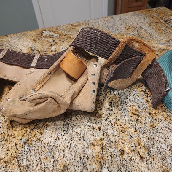 Square Pocket Genuine Suede Leather Action Tool Belts Brown Leathercraft LA 427 - Picture 5 of 10